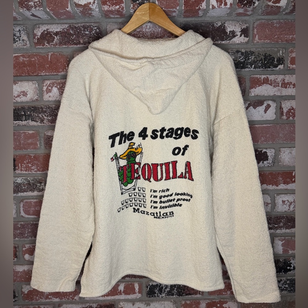 4 Stages of Tequila Mazatlan Mexico Thick Knitted Cotton Beige-Cream Hoodie